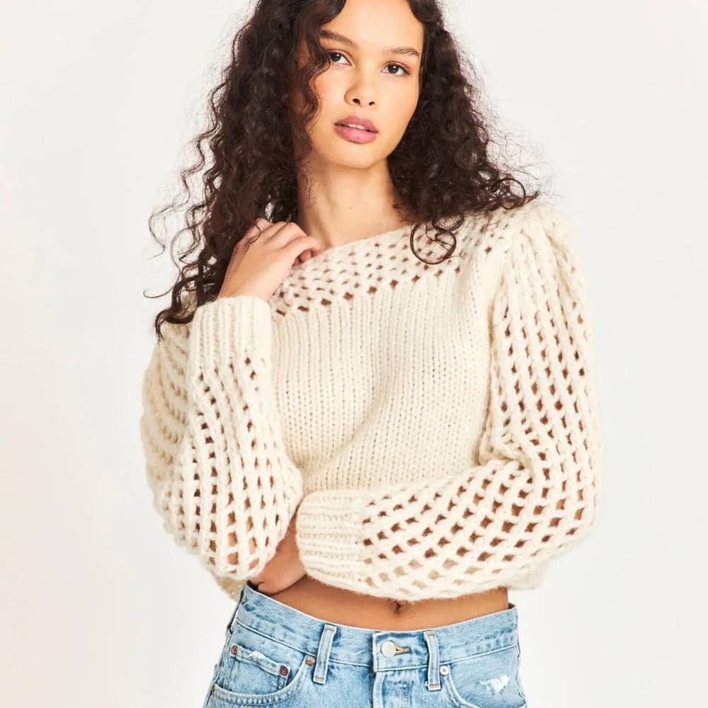 Loveshackfancy Larson Crop Pullover In White - image 1